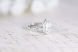 1.33ct Pear Cut Diamond Engagement Ring Halo Vintage Style 14k White Gold Finish