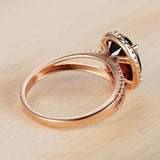 2.4ct Oval Cut Red Garnet Engagement Ring Halo Split Shank 14k Rose Gold Finish