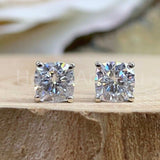 1ct Cushion Cut Simulated Diamond Solitaire Stud Earrings 14k White Gold Plated