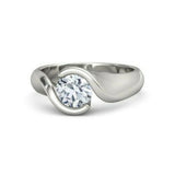 1Ct Round Cut DVVS1 Diamond Swirl Solitaire Engagement Ring 14K White Gold Over