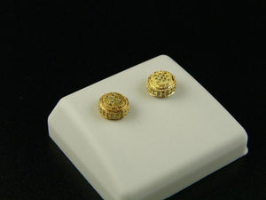 0.75ct Round Yellow Sapphire Iced Hip Hop Disc Stud Earrings 14k YellowGold Over