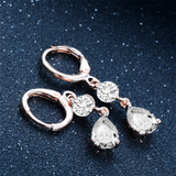 2Ct Pear Round Cut Diamond Elegant Women Tear Drop Earrings 14K Rose Gold Finish