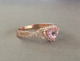 2ct Heart Cut Pink Sapphire Halo Infinity Engagement Ring 14k Rose Gold Finish