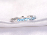 2ct Round Cut Blue Topaz Wedding Band Stackable Half Eternity 14k WhiteGold Over