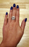 1.5ct Engagement Ring Round Cut Blue Aquamarine Swirl Twist 14k WhiteGold Finish