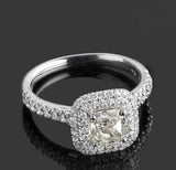 1.57ct Cushion Diamond Engagement Ring Round Accent Dual Halo 14k WhiteGold Over