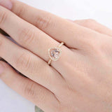 2ct Heart Cut Morganite Engagement Ring Halo Diamond Accents 14k YellowGold Over