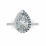 3.8ct Pear Cut Diamond Engagement Ring Accent Solitaire Halo 14k White Gold Over