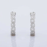 3.5ct Round Cut Diamond Cocktail Inside Out Hoop Earrings 14k White Gold Finish