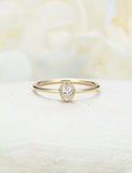 1ct Oval Cut Diamond Engagement Ring Minimalist Bridal Set 14k YellowGold Finish