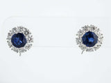 2ct Round Cut Blue Sapphire Diamond Halo Women Stud Earrings 14k White Gold Over