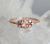 1ct Oval Cut Peach Morganite Engagement Ring 14k RoseGold Over Minimalist Petite