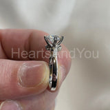 1ct Round Cut Moissanite Heart Shape Prong Solitaire Ring 14K White Gold Plated