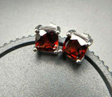 2ct Stud Earrings Cushion Cut Red Garnet Solitaire Design 14k White Gold Finish