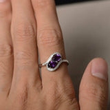 2ct Pear Cut Purple Amethyst Swirl Unique Engagement Ring 14k White Gold Finish