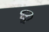 1.6ct Emerald Cut VVS1D Diamond Engagement Ring Trilogy 14k White Gold Finish