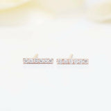 Vertical Bar Stud Earrings 1.2ct Round Cut VVS1D Diamond 14k Rose Gold Finish