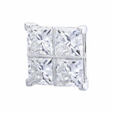 2ct Princess Cut VVS1/D Diamond Square Tile Stud Earrings 14k White Gold Finish