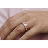 2.5ct Emerald Cut Peach Morganite Wedding Band Half Eternity 14k RoseGold Finish