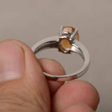 1.5ct Oval Cut Yellow Citrine Engagement Ring 14k White Gold Over Diamond Accent