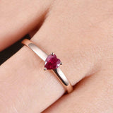 1ct Heart Cut Pink Ruby Engagement Ring Solitaire Women 18k Yellow Gold Finish