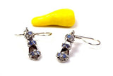 1ct Drop Earrings Round Cut Blue Tanzanite Women Sandal 14k White Gold Finish