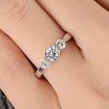 1.8ct Round Cut Diamond Engagement Ring 14k White Gold Finish Trilogy Solitaire