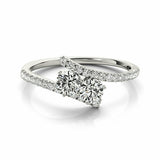 3Ct Round Cut Diamond Two Stone Solitaire Engagement Ring 14K White Gold Finish