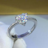 1.5ct Heart Cut Diamond Solitaire Ring 14k White Gold Finish with Round Accents