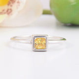 0.4ct Round Cut Yellow Sapphire Engagement Ring Solitaire 14k White Gold Finish