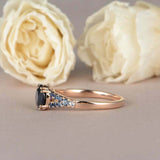 2.1ct Round Cut Blue Sapphire Engagement Ring Split Shank 14k Rose Gold Finish