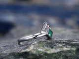 0.75Ct Princess Cut Green Emerald Unique Crown Promise Ring 14K White Gold Over