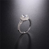 2.5ct Oval Cut Diamond Engagement Ring 14k WhiteGold Over Double Halo Split Band