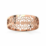 Floral Encrusted Cutout Stackable Wedding Band Ring Women 14k Rose Gold Finish