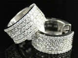 1.67ct Round Cut VVS1D Diamond Wide Cluster Huggies Earrings 14k White Gold Over