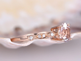 2ct Round Cut Morganite Solitaire with Round Accents Ring 14k Rose Gold Finish