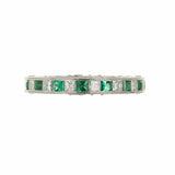 1.2ct Princess Cut Green Emerald Wedding Band Ring Vintage 14k White Gold Finish