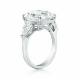 2.4ct Asscher Pear Cut Diamonds Trilogy Engagement Ring 14k White Gold Finish