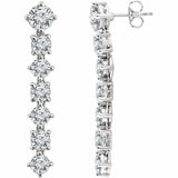 2ct Round Cut Diamond Straight Drop Dangle Earrings Women 14k White Gold Finish