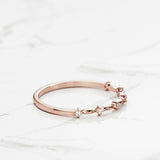 Minimalist Thin Promise Wedding Band 0.15ct Round Cut Diamond 14k Rose Gold Over