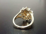 2.6ct Engagement Ring Oval Cut Yellow Citrine Floral Cluster 14k White Gold Over