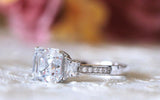 Accents Solitaire Engagement Ring 2.5ct Asscher Cut Diamond 14k WhiteGold Finish