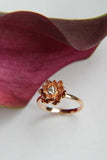 0.25ct Round Cut VVS1D Diamond Engagement Ring Lotus Flower 14k Rose Gold Finish