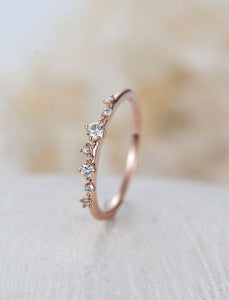 0.6ct Round Cut Diamond Engagement Ring Minimalist Cluster 14k Rose Gold Finish