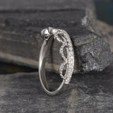 1ct Round Cut Diamond Engagement Ring 14k White Gold Over Milgrain Unique Design