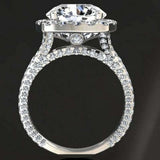 3.6ct Round Cut Diamond Halo Split Shank Engagement Ring 14k White Gold Finish