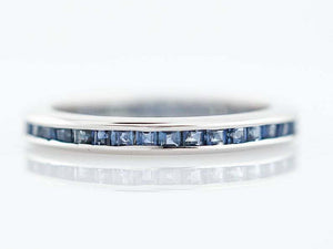 1.2ct Princess Cut Blue Sapphire Wedding Band Ring Eternity 14k White Gold Over