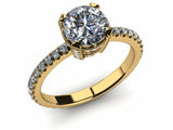 1.6ct Round Cut Diamond Accent Crown Solitaire Women Ring 14k Yellow Gold Finish