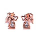 1.3ct Round Cut Diamond Angel Heart Wedding Stud Earrings 14k Rose Gold Finish