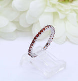 2ct Round Cut Red Garnet Wedding Band Full Eternity Stackable 14k WhiteGold Over